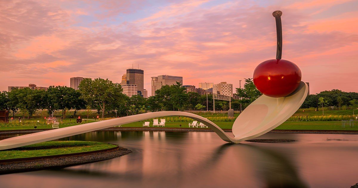 Minneapolis skyline at sunset
